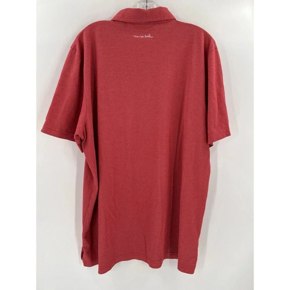 Travis Mathew Polo Shirt Mens 2XL XXL Red Striped Golf Stretch Performance Logo - Picture 4 of 9